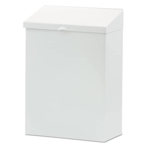 Hospeco Rectangular Indoor Metal Can, White, Top Door, Metal, 8.25 in ND-1W - main